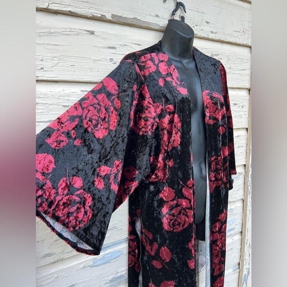 juicy Gossip Other - Vintage Juicy Gossip Velvet Roses Fairy Goth Dark Romantic 90s Kimono Cardigan L